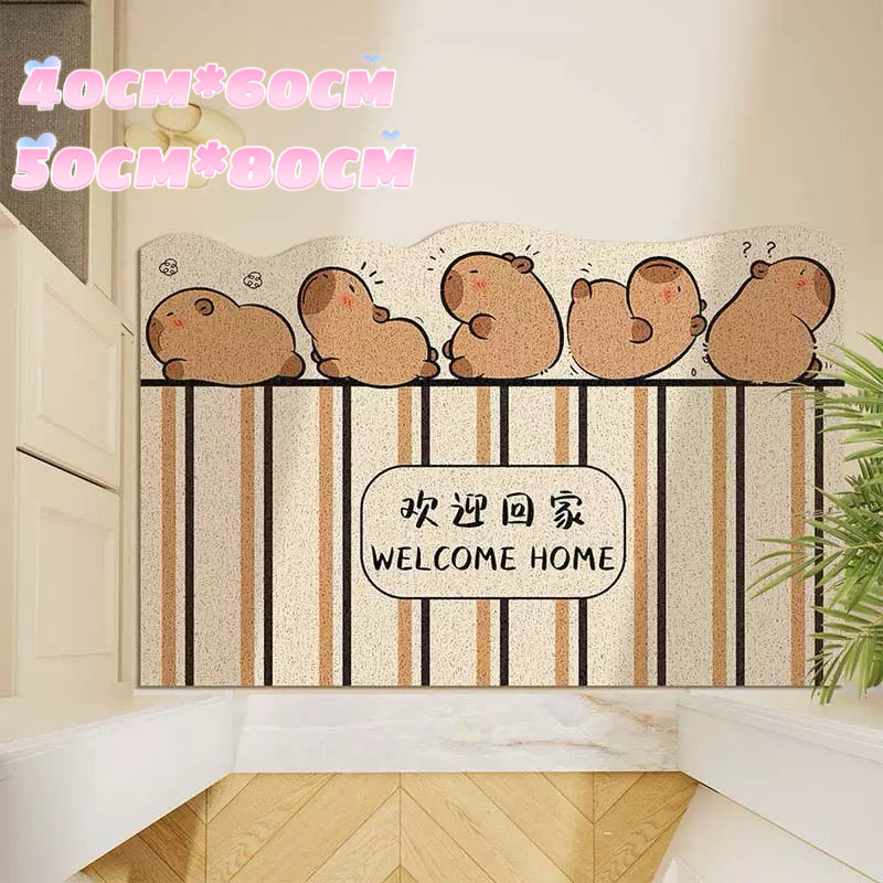 Capybara Welcome Home Outdoor Doormat – Cute Animal Entry Mat for Front Porch