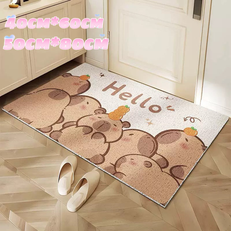Capybara Squad HELLO Outdoor Doormat – Cute Animal Welcome Mat for Entryway