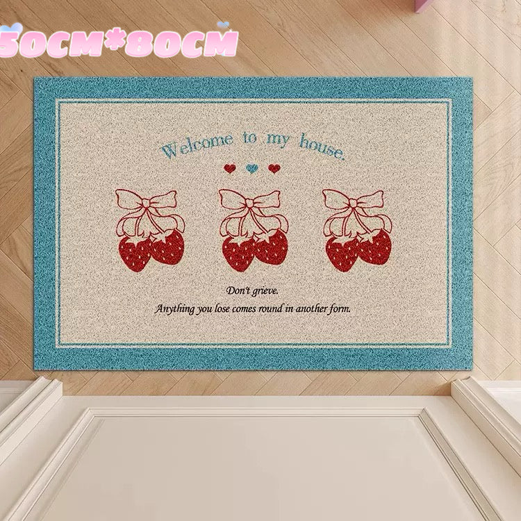 Triple Strawberry Oversized Outdoor Doormat – Cute Fruit Entryway Mat