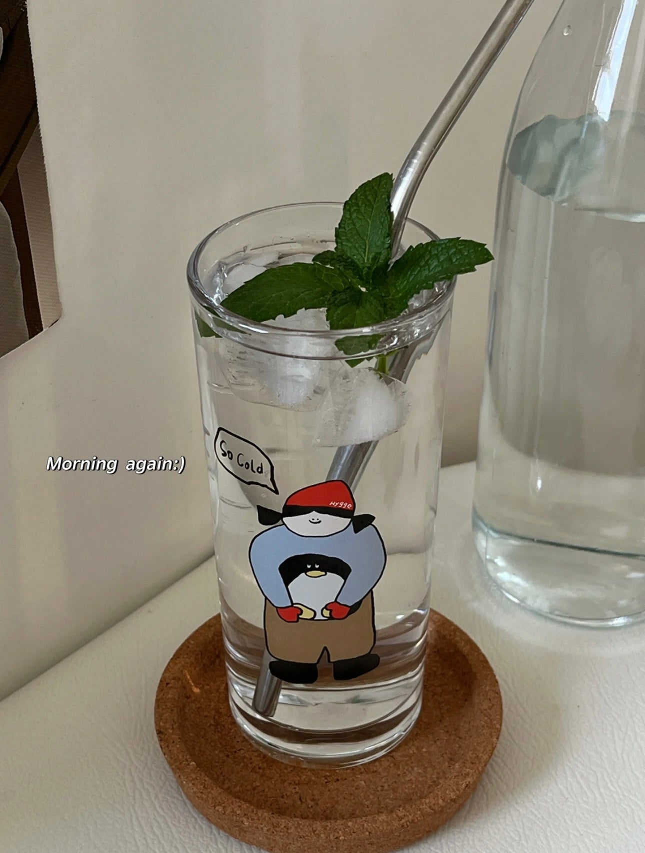 Slim Glass Tumbler with Red Hat Girl Design