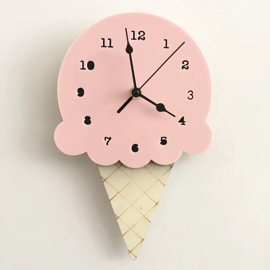 Ice Cream Shaped Wall Clock – Cute & Lightweight Easy-Install Clock