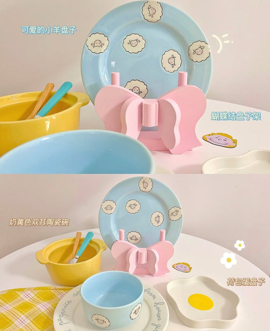 Cute Blue Sheep Ceramic Plate