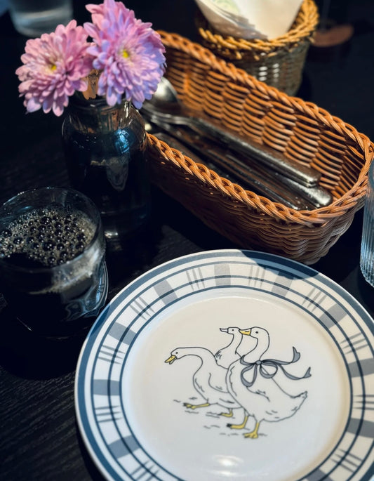 Modern Goose Line Art Plate