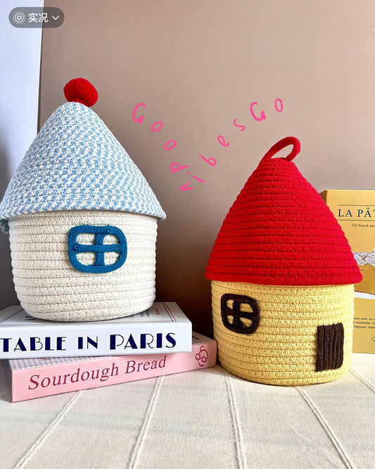 Little House Lidded Storage Box – Cute Two-Color Organizer