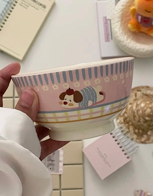 Pink Dachshund Ceramic Bowl