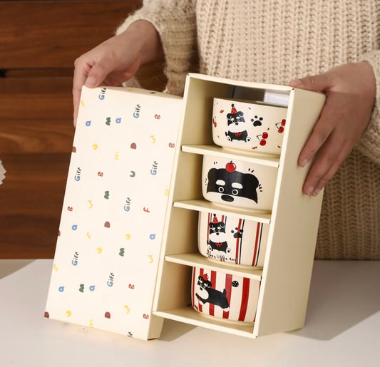 Black Schnauzer 4-Piece Bowl Gift Set