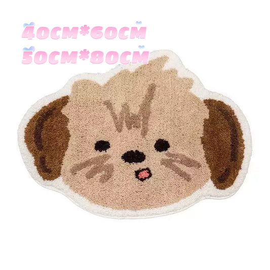 Brown Puppy Head Indoor Rug – Cute Dog Carpet for Home