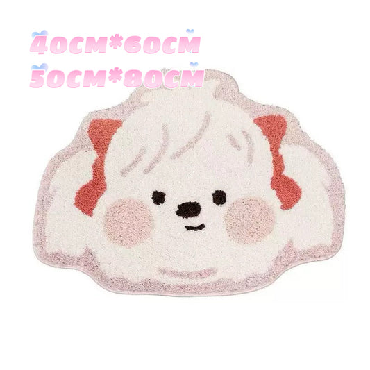 Pink Puppy Head Indoor Rug – Cute Dog Carpet for Home
