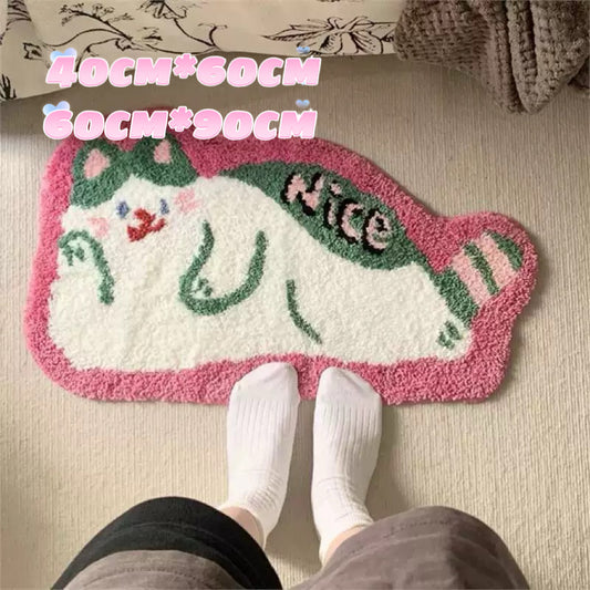 Pink Lying Kitten Indoor Rug – Cute Cat Carpet for Home