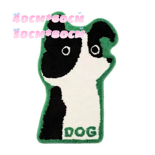 Straightforward Black-Faced Dog Indoor Rug – Cute Dog Carpet for Home