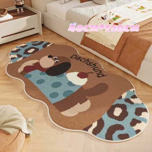 Brown Running Cake Dachshund Indoor Rug – Cute Dog Carpet for Home